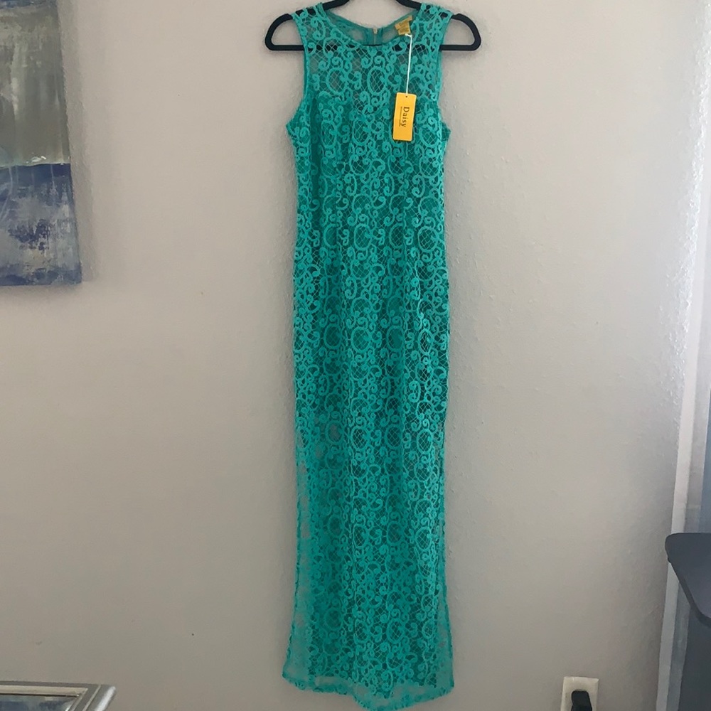 Turquoise Maxi embroidered dress